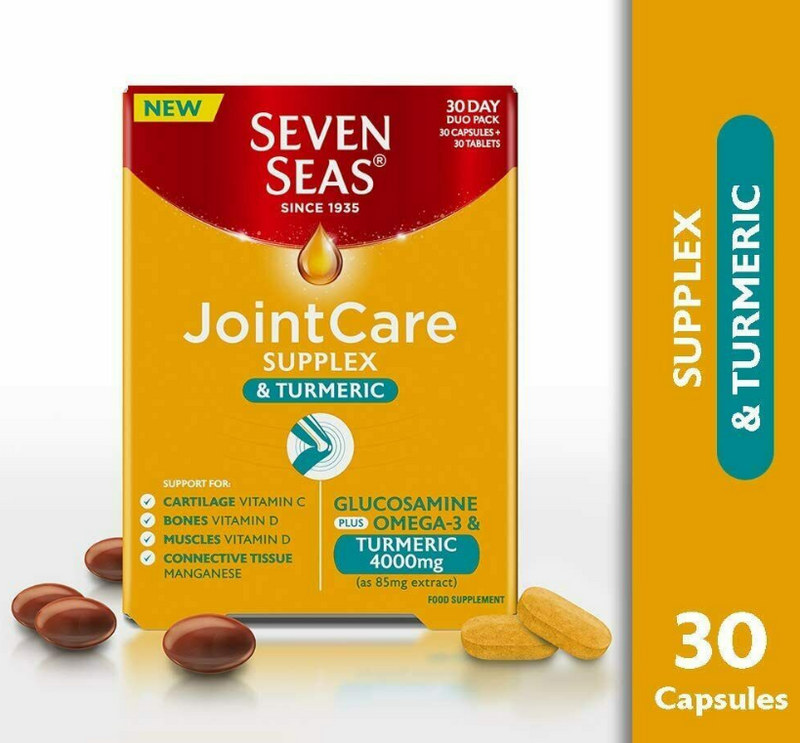 Seven Seas Joint Care Supplex and Turmeric with Glucosamine, 2 * 60 Tablets, Omega-3
