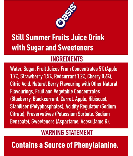 Oasis Summer Fruits Juice 12 X 500 Ml