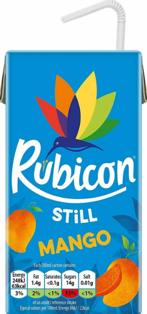 Rubicon Still Mango Juice Drink, 288ml Pack of 27