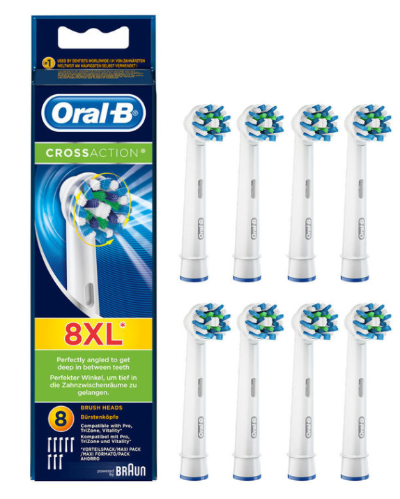 Oral B Cross Action Brush Heads, 8 Pack EB50