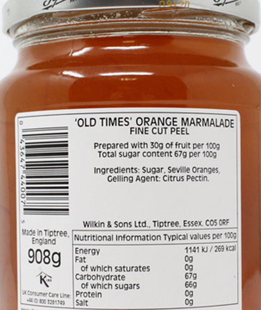 Wilkin & Sons Tiptree 'Old Times' Orange Fine Cut Marmalade, 908g