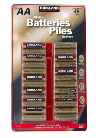 Kirkland Signature Alkaline AA Batteries Pack of 48