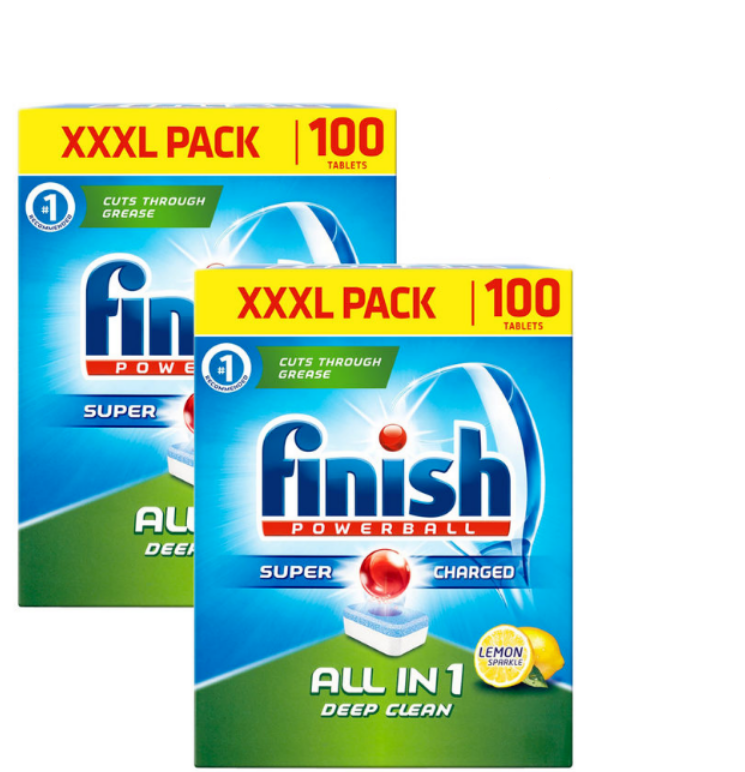 Finish Powerball All In 1 Lemon Sparkle Dishwasher Tablets, 2 x 100 Pack