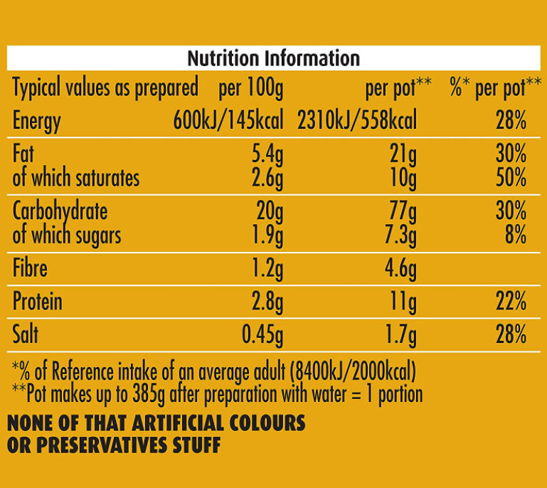 Pot Noodle Original Curry Flavour King Size Pack of 12x114g