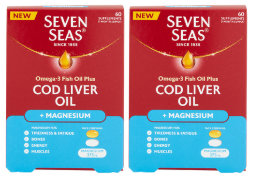 Seven Seas Cod Liver Oil and Magnesium, 2 x 60 Pack