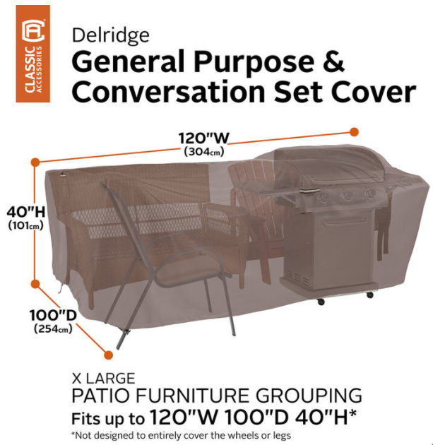 Classic Accessories Large Rectangular General Purpose Patio Furniture Set Cover