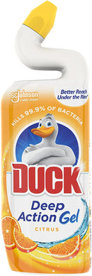 Duck Toilet Bowl Cleaner Liquid, Deep Action Gel, Citrus, 750 ml, Pack of 8