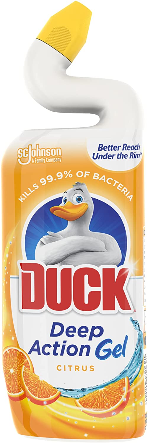 Duck Toilet Bowl Cleaner Liquid, Deep Action Gel, Citrus, 750 ml, Pack of 8