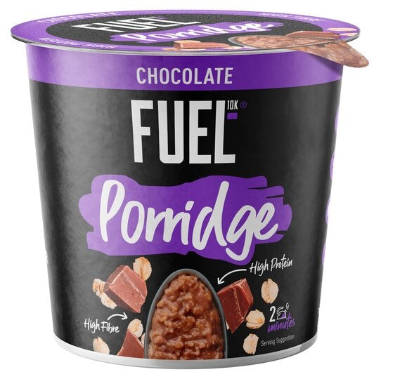 FUEL10K Porridge Pots, Chocolate - 12x70g - High Protein On The Go Breakfast