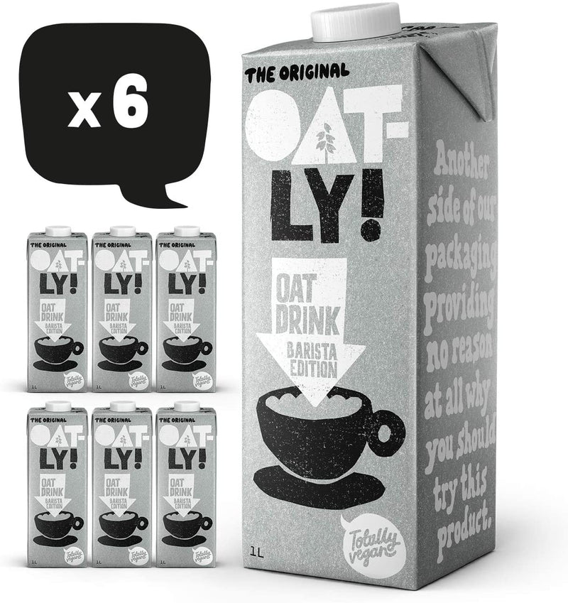 Oatly Oat Drink Barista Edition Long Life Bundle 1 Litre (6 Pack) - Totally Vegan – Dairy Free Oat Milk