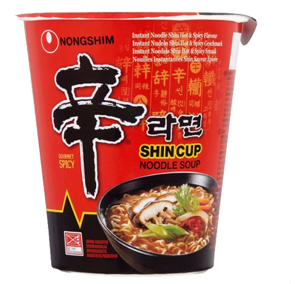 Nongshim Shin Cup Noodle Soup, 6 x 68g
