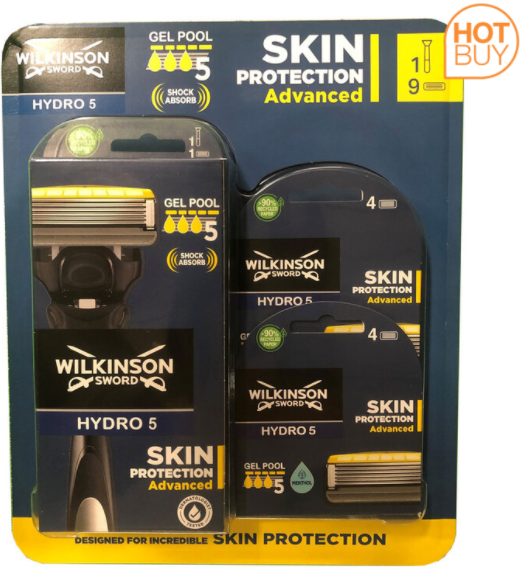 Wilkinson Sword Hydro 5 Skin Protection Advanced, 9 Blades + Razor New