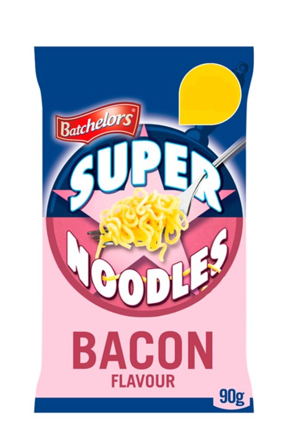 Batchelors Super Noodles Bacon Flavour Pack of 8 x 90g
