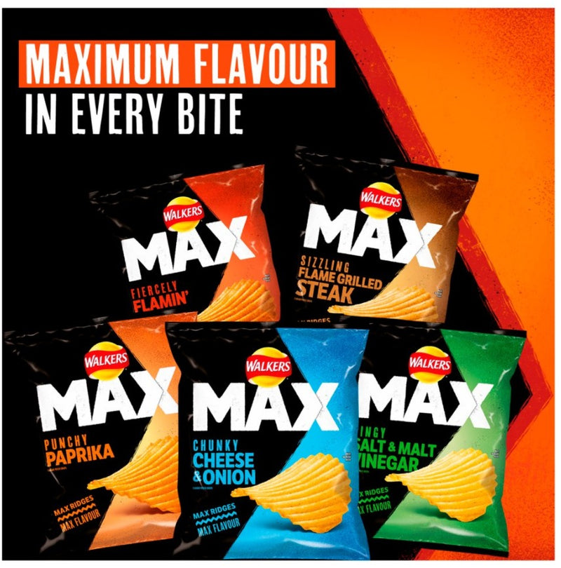 Walkers Max Punchy Paprika Crisps 15x65G