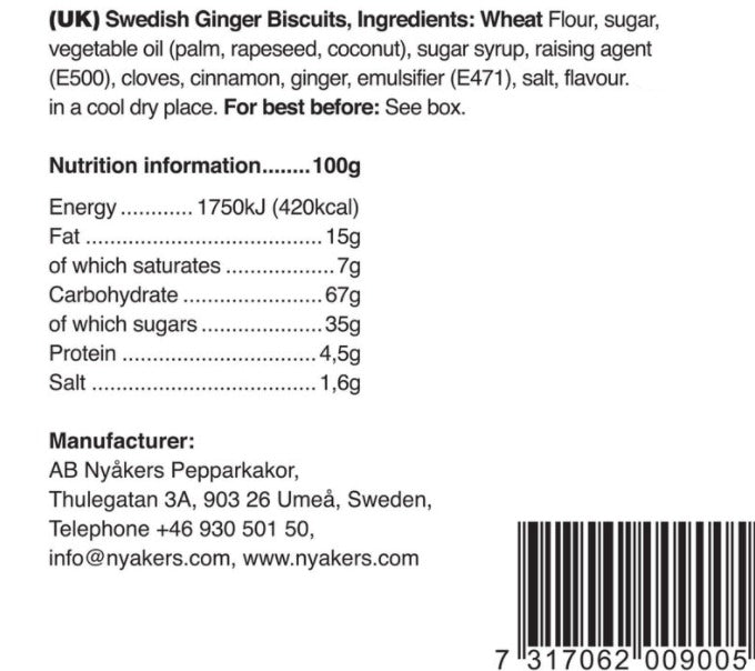 Nyakers Pepparkakor Swedish Ginger Thins Pack of 900g