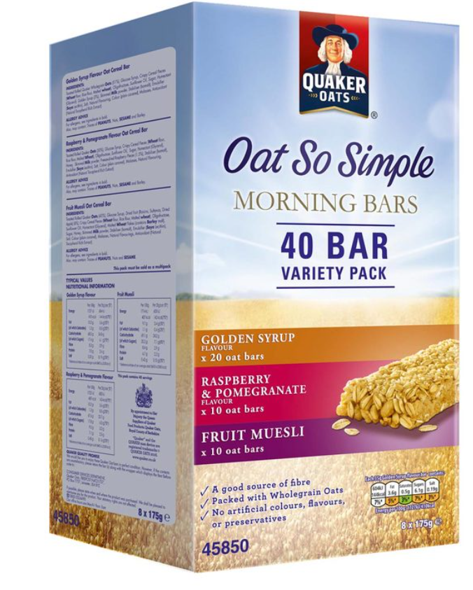 Quaker Oats So Simple Morning Bars Variety Pack, 40 x 35g