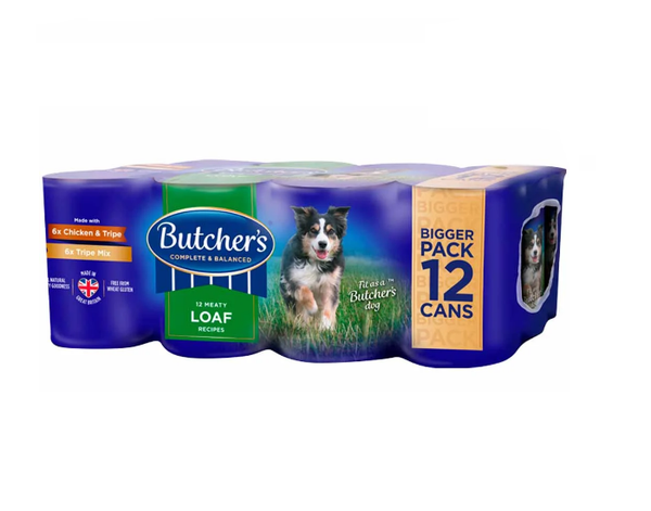Butcher s Chicken and Tripe Loaf Recipes Dog Food Tins Pack of 12 x 40