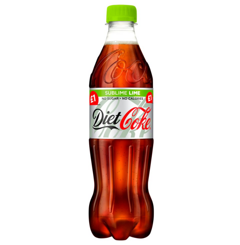 Diet Coke Sublime Lime Flavour No Sugar & Calories Soft Drink 12 x 500ml