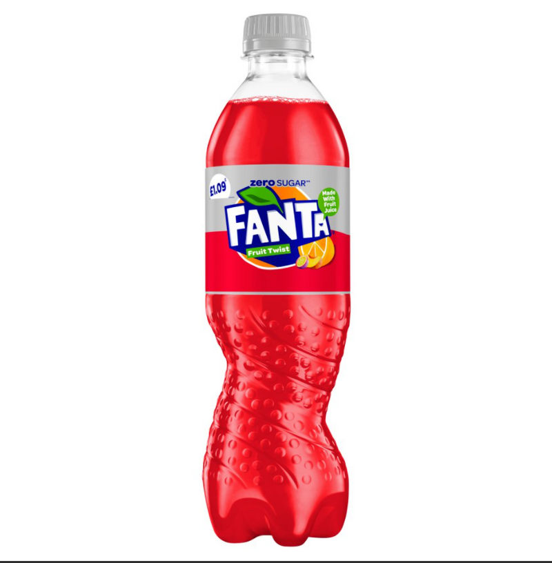 Fanta Twist Zero Sugars Low Calorie Natural Flavours Fruit Juice 500ml, Pack of 12