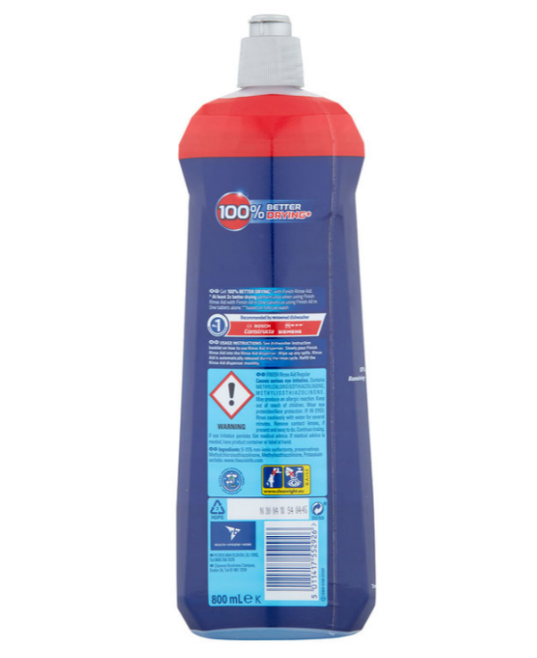 Finish Rinse Aid for Shinier and Drier Dishes Original Pack of 2 x 800ml
