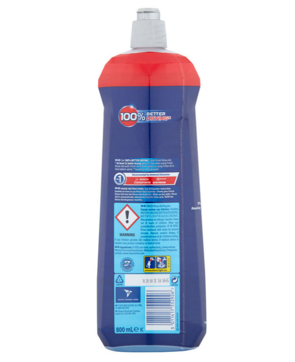 Finish Rinse Aid for Shinier and Drier Dishes ORIGINAL, Pack of 2 x 800ml