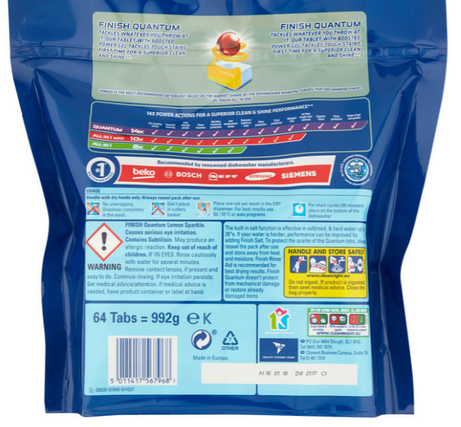 Finish Powerball Quantum Max Lemon Dishwasher Tabs, 2 x 64 Pack
