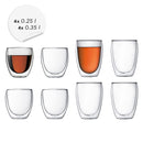 Bodum Pavina Double Wall Glasses Set of 8  (4x2.5ml & 4x3.5ml)