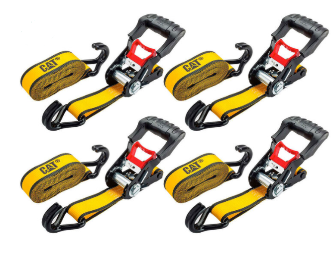 CAT Heavy Duty Ratchet Tie Down Straps Caterpillar 4 Piece Set Pack 1.5"x 16ft