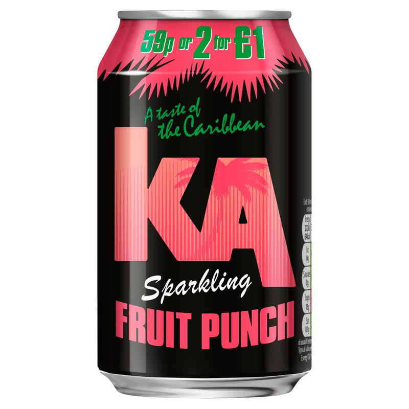 KA Sparkling Fruit Punch Fizzy Drink - 24x330ml Cans