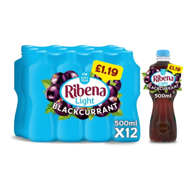 Ribena Light Blackcurrant 500ml x Pack of 12