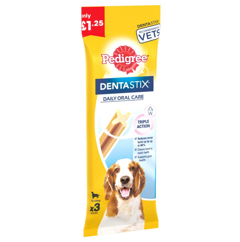 Pedigree DentaStix Daily Dental Chew Medium Dog Oral Health 3 Sticks 18 x 77g