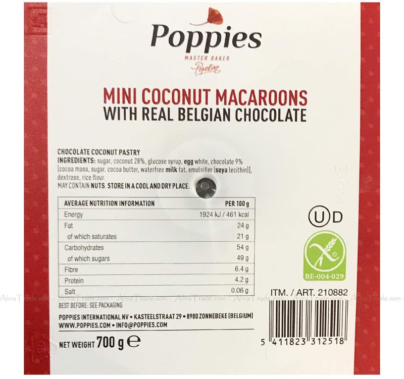 Poppies Master Baker Mini Coconut Macaroons With Belgian Chocolate Pack 700g New - Papaval