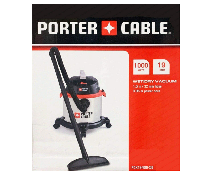 Porter Cable Wet & Dry Vacuum POWERFUL 19L Capacity, 1.5M Hose
