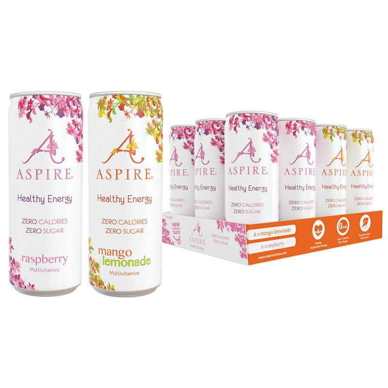 Aspire Mango Lemonade and Raspberry Mixed Pack of 12x330ml