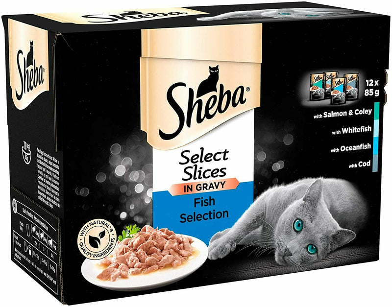 Sheba Select Slices in Gravy Fish Selection Wet Cat food Pouches Pack of 12x85g