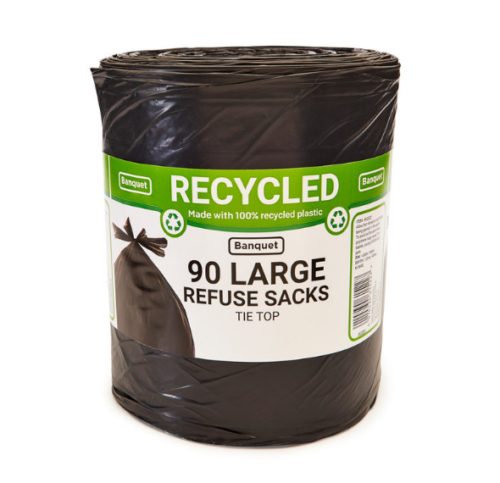 Banquet Recycled Tie Top Large Refuse Sacks Pack of 90 Bags