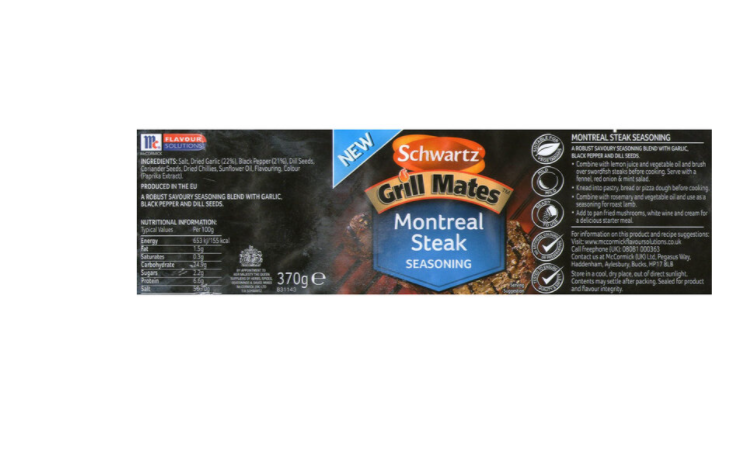 Schwartz Grill Mates Montreal Steak Seasoning, 370g