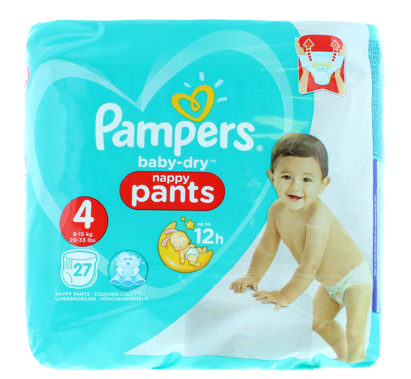 Pampers Size 4 Baby Dry Nappy Pants 27 Count Pack - (9kg - 15kg)