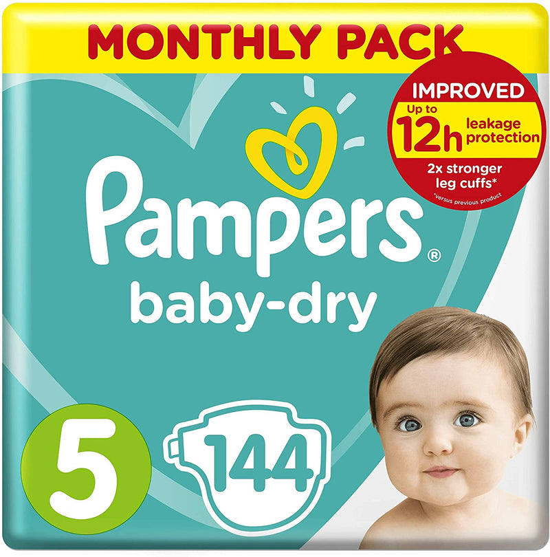 Pampers Size 5 Baby Dry Nappies 144 count monthly pack - (11kg - 16kg)