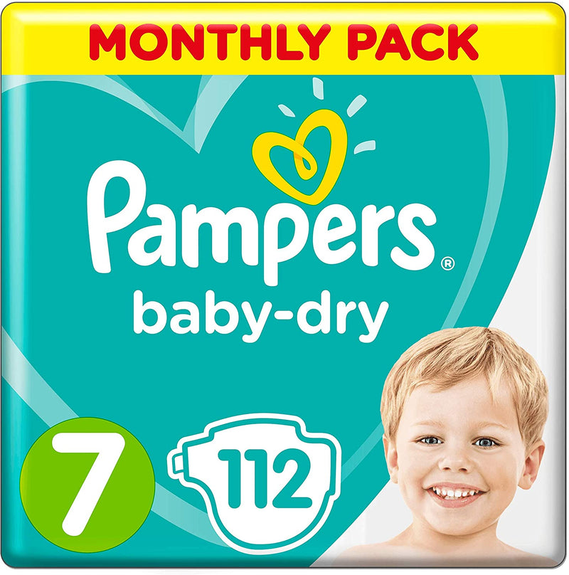 Pampers Size 7 Baby Dry Nappies 112 count monthly pack - (15kg+)