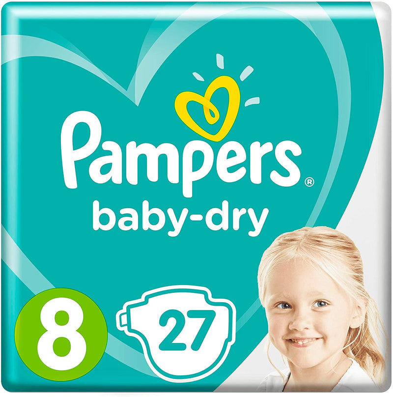 Pampers Size 8 Baby Dry Nappies 27 Count Pack - (17kg+)
