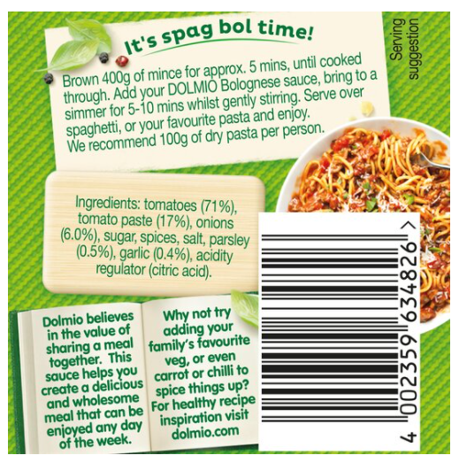 Dolmio Bolognese Intense Onion & Garlic Pack of 6x500g