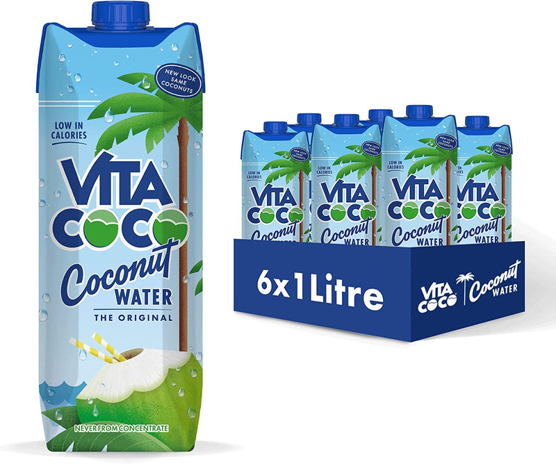 Vita Coco - Pure Coconut Water (1L x 6) - Naturally Hydrating - Packed With Electrolytes - Gluten Free - Full Of Vitamin C & Potassium